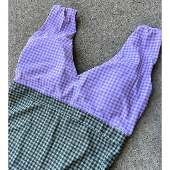 Summersalt The Ruched Backflip Swimsuit - Gingham in Lavender & Ivy, Size 14 - Picture 3 of 10